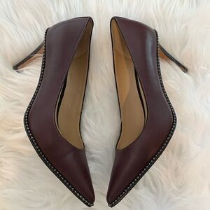 Coach Smith Beadchain Leather Heels In Warm Oxblood
